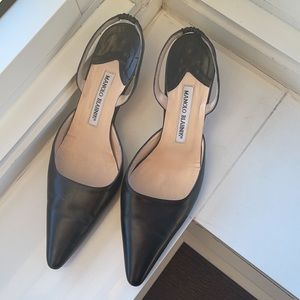 Manolo Blahnik Black Leather Heels